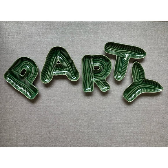 LILLIAN VERNON Leaf Palm Party Decor Hors D’oeuvres Plates Ceramic Plates Green - Picture 7 of 7